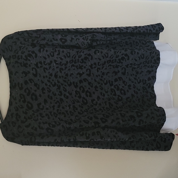 KATHY DANIELS Blouse Layered look Leopard Print Top Size L - Picture 2 of 8